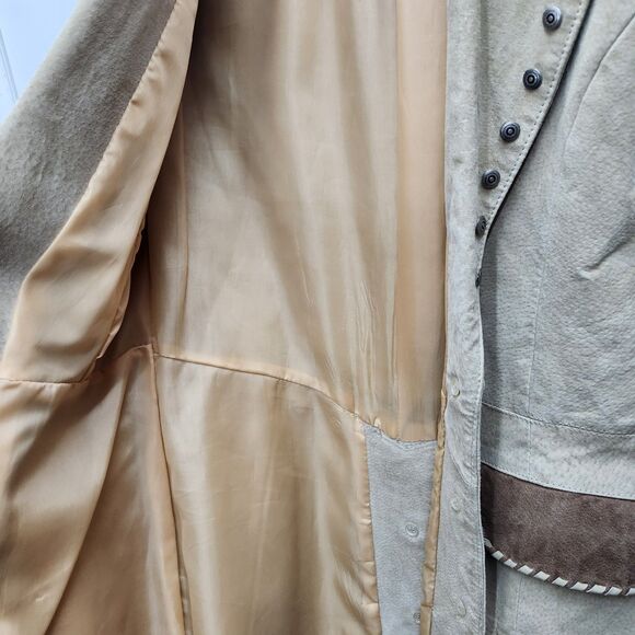 Vintage Lew Magram Leather Suede Jacket Womens 6 Tan Brown Western Studs Casual - Picture 9 of 15